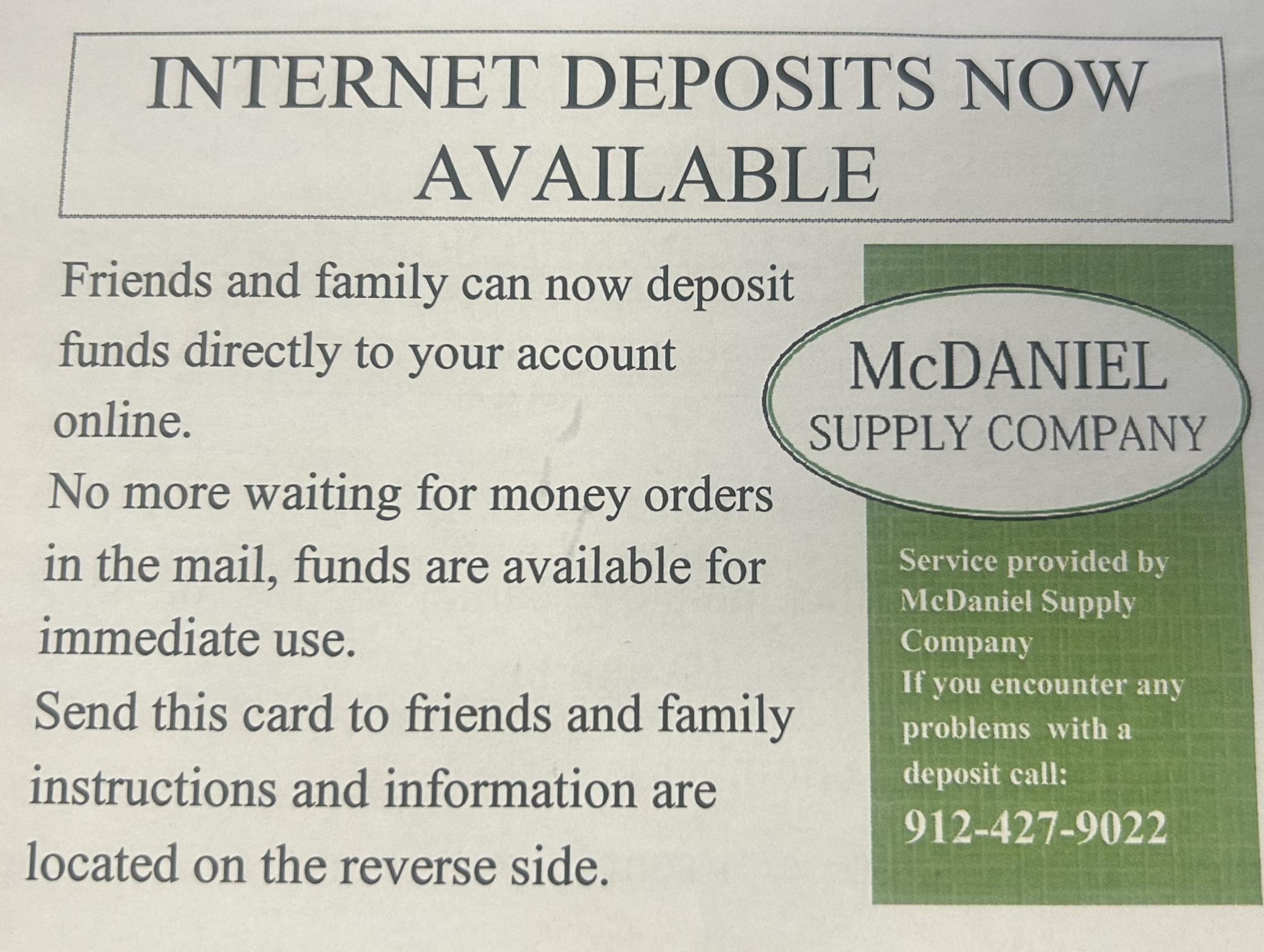 McDaniel Internet Deposits